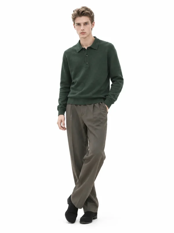 Australian Wool Knit Polo Sweater - model view 1
