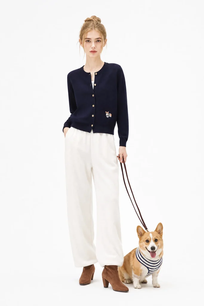 Wool-Blend Button-Front Cardigan - model view 1