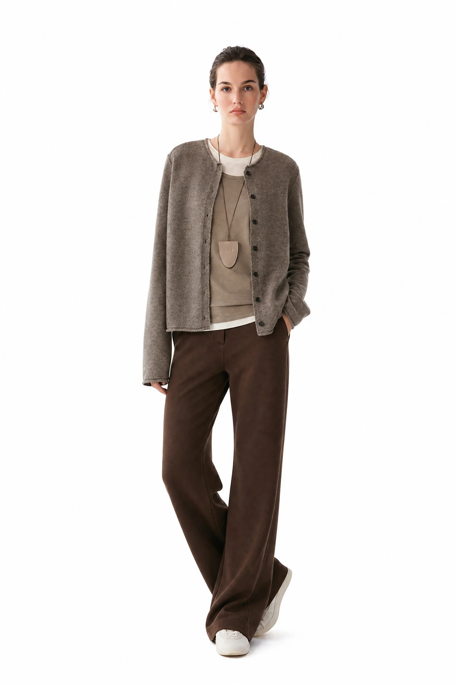 Pure Australian Wool Button Cardigan - model view 1