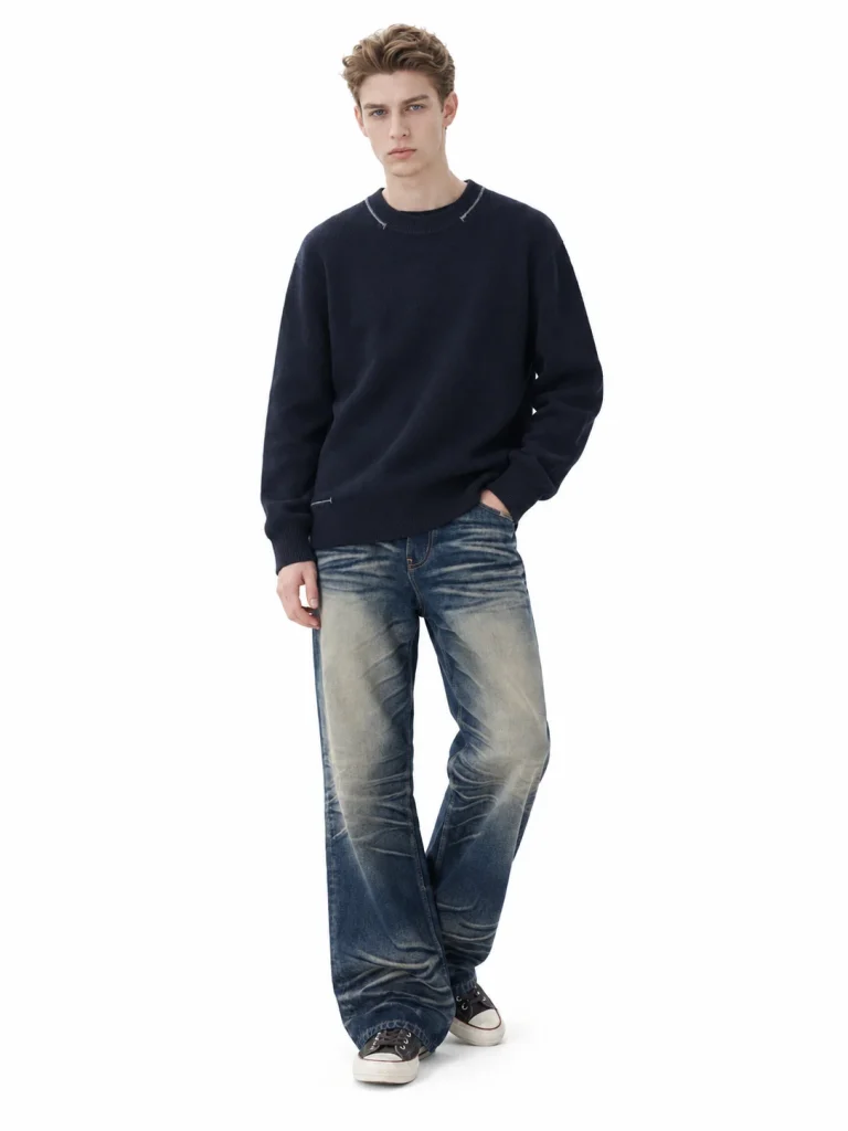 Refined Cashmere Crewneck Sweater - model view 1
