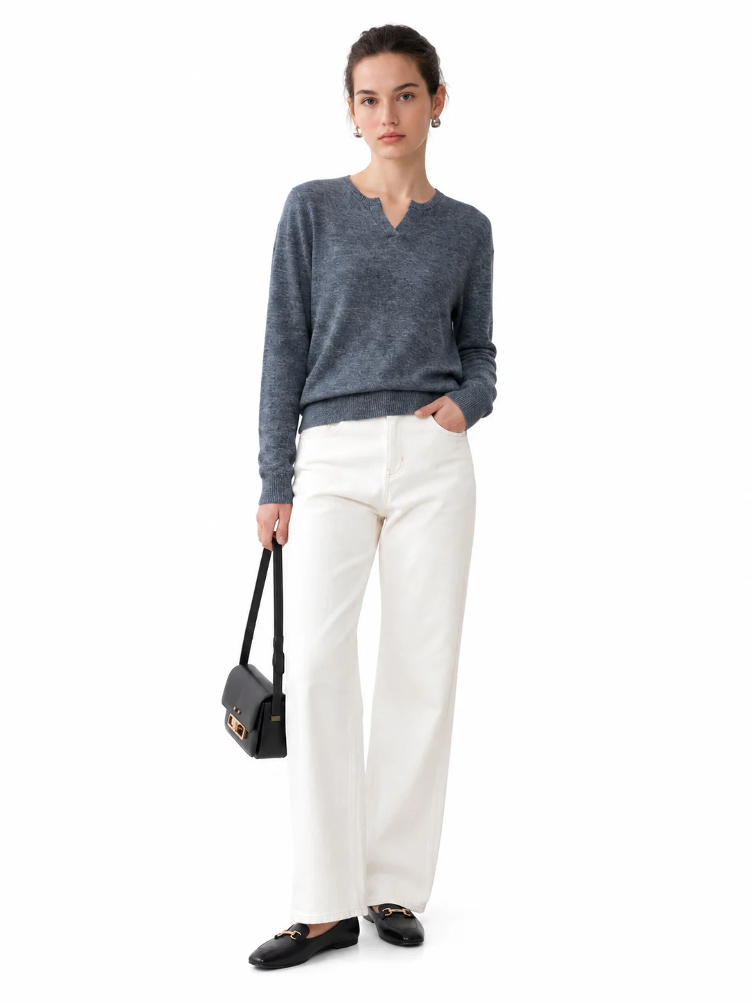 Fine Linen Rib-Knit Sweater - model view 1