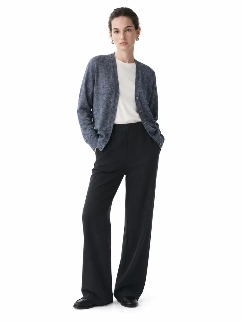 Refined Linen V-Neck Cardigan - model view 1