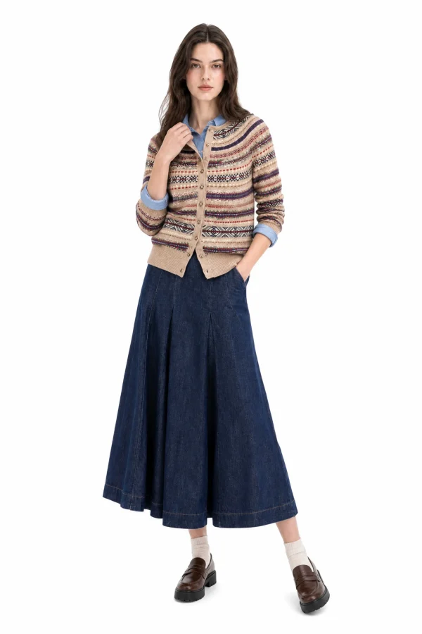 Wool-Cotton Fair Isle Cardigan - model view 1