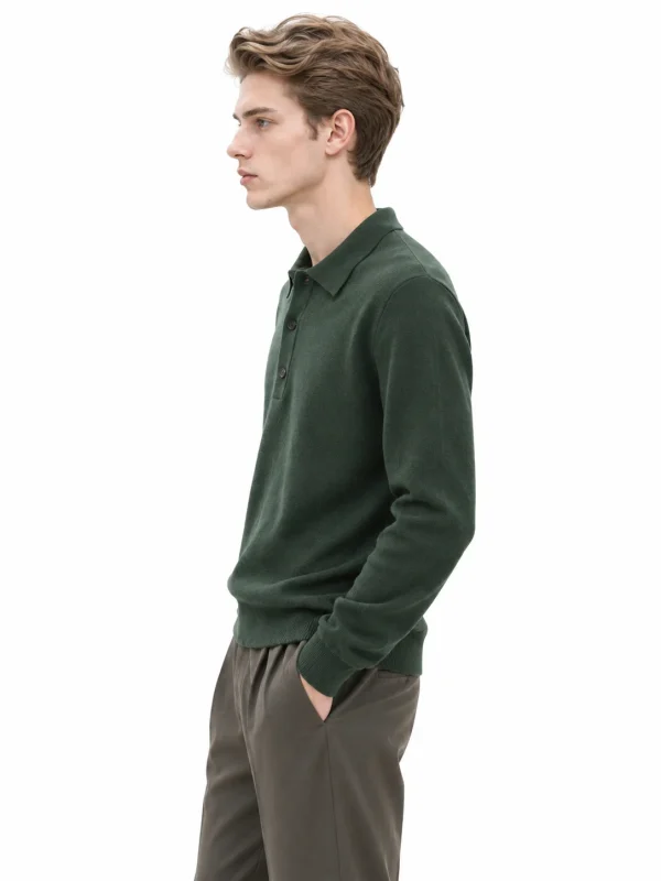 Australian Wool Knit Polo Sweater - model view 2