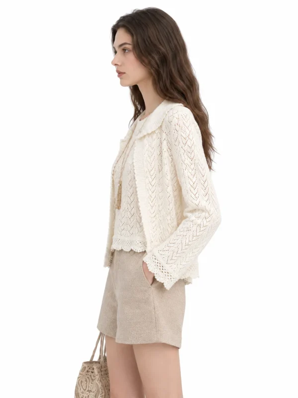 Refined Openwork Knit Cardigan - model view 2