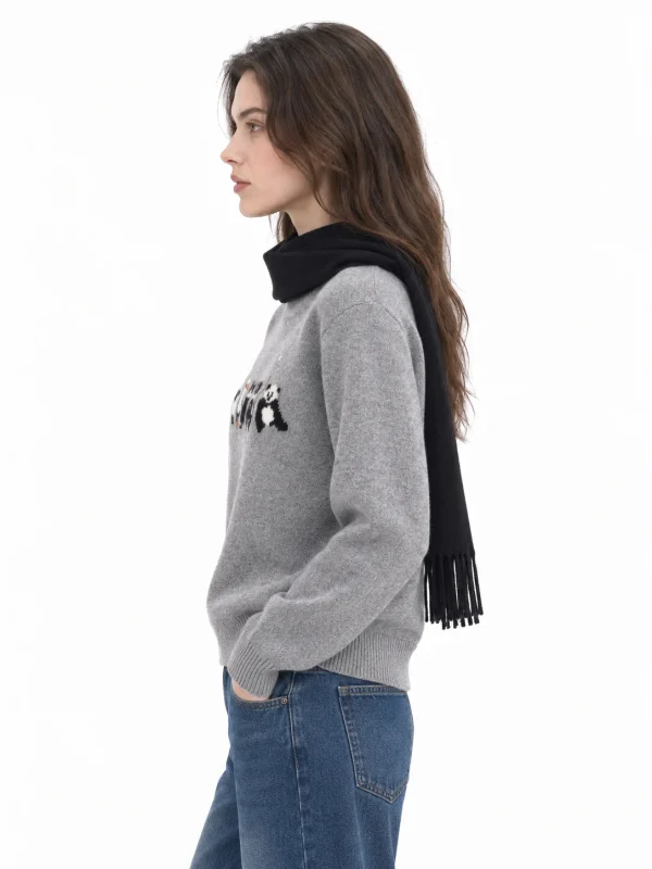 Australian Wool Penguin Motif Sweater - model view 2