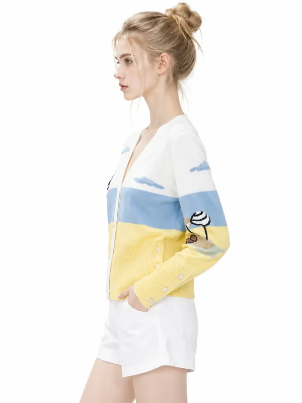 Combed Cotton Nautical Cardigan - model view 2