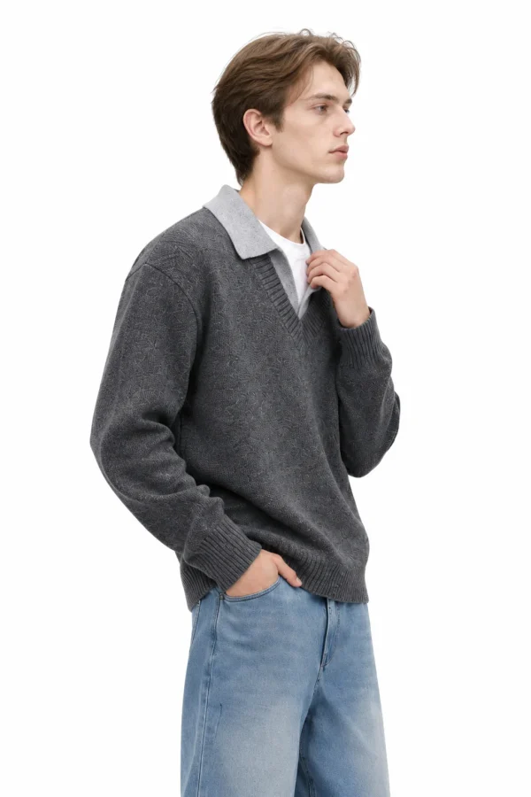 Refined Wool Polo Knit Sweater - model view 2