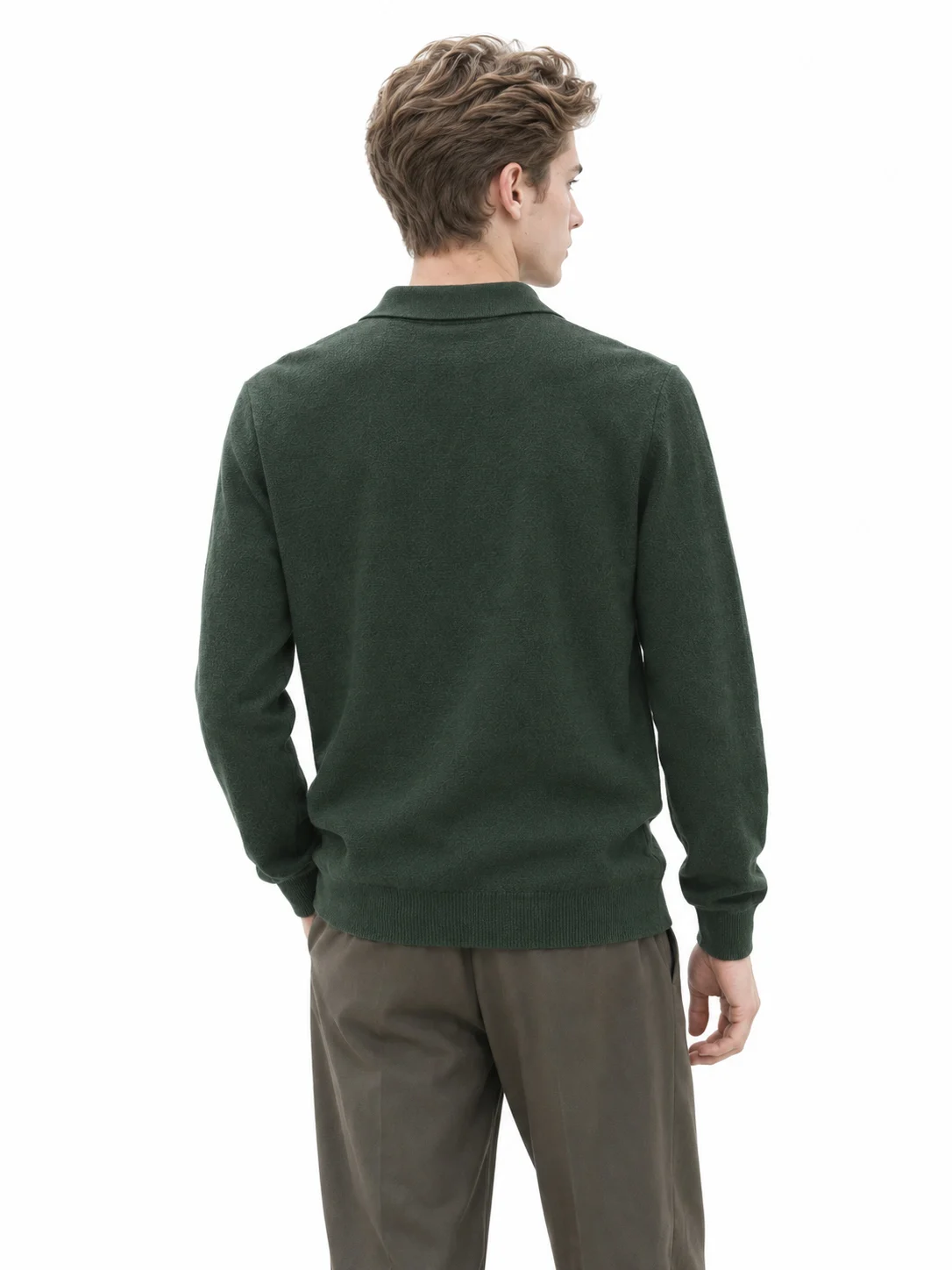 Australian Wool Knit Polo Sweater - model view 3
