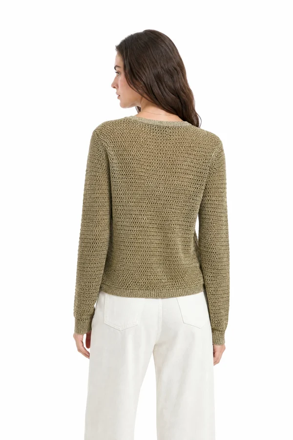 Fine-Gauge Cotton V-Neck Knit - model view 3