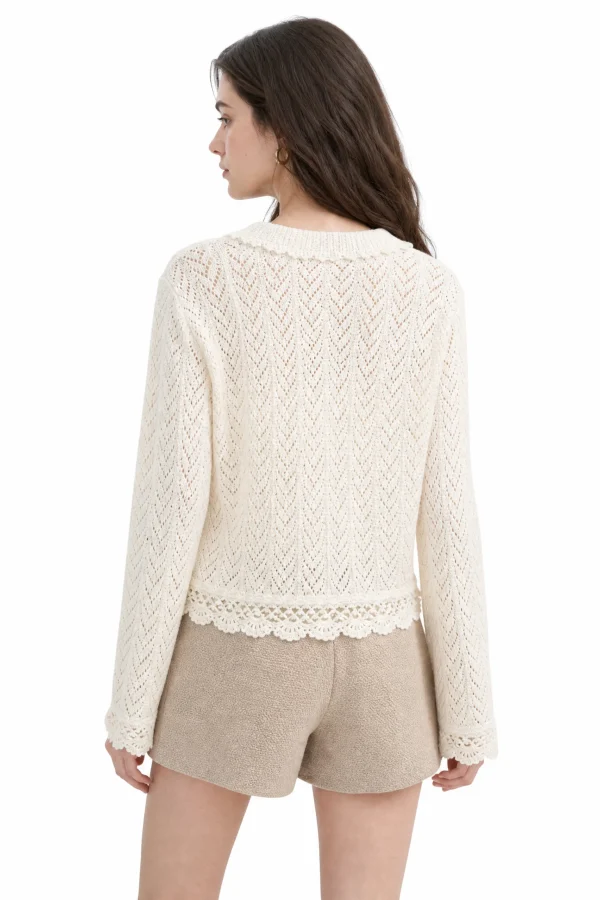 Refined Openwork Knit Cardigan - model view 3