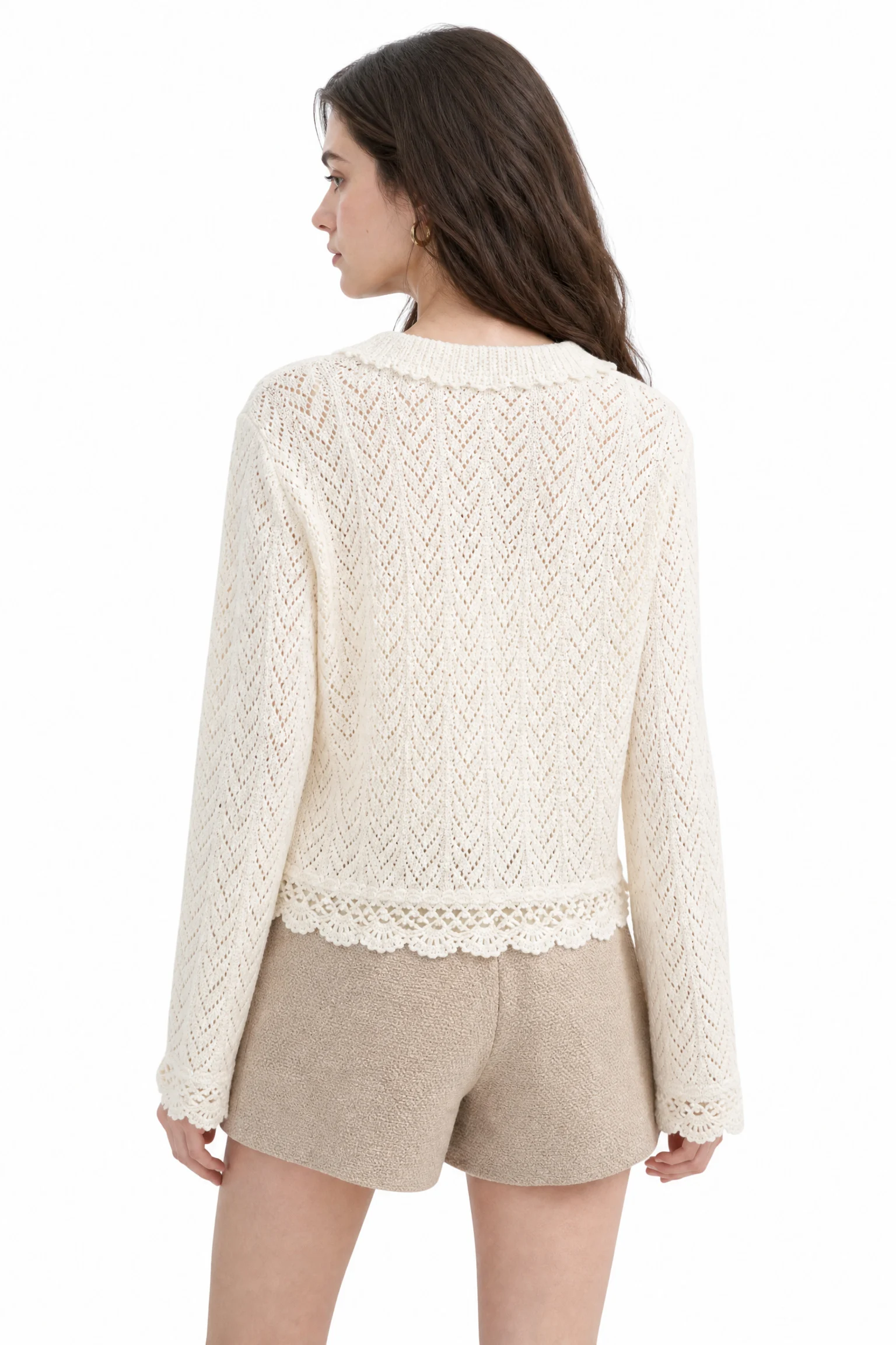 Refined Openwork Knit Cardigan - model view 3