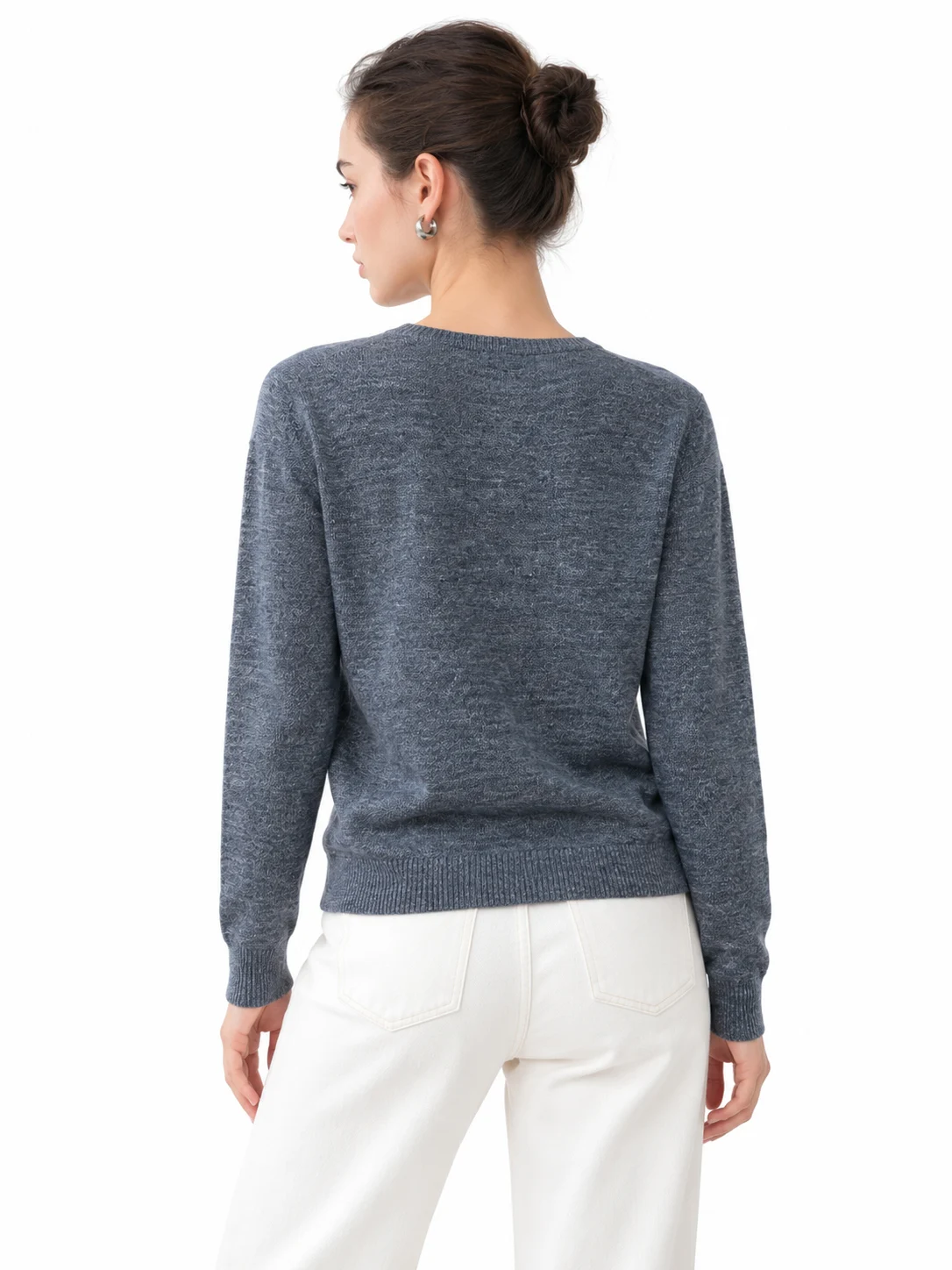 Fine Linen Rib-Knit Sweater - model view 3
