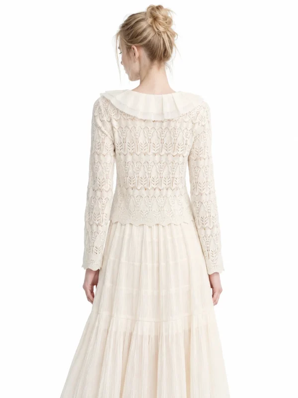 Fine-Gauge Openwork Knit Top - model view 3