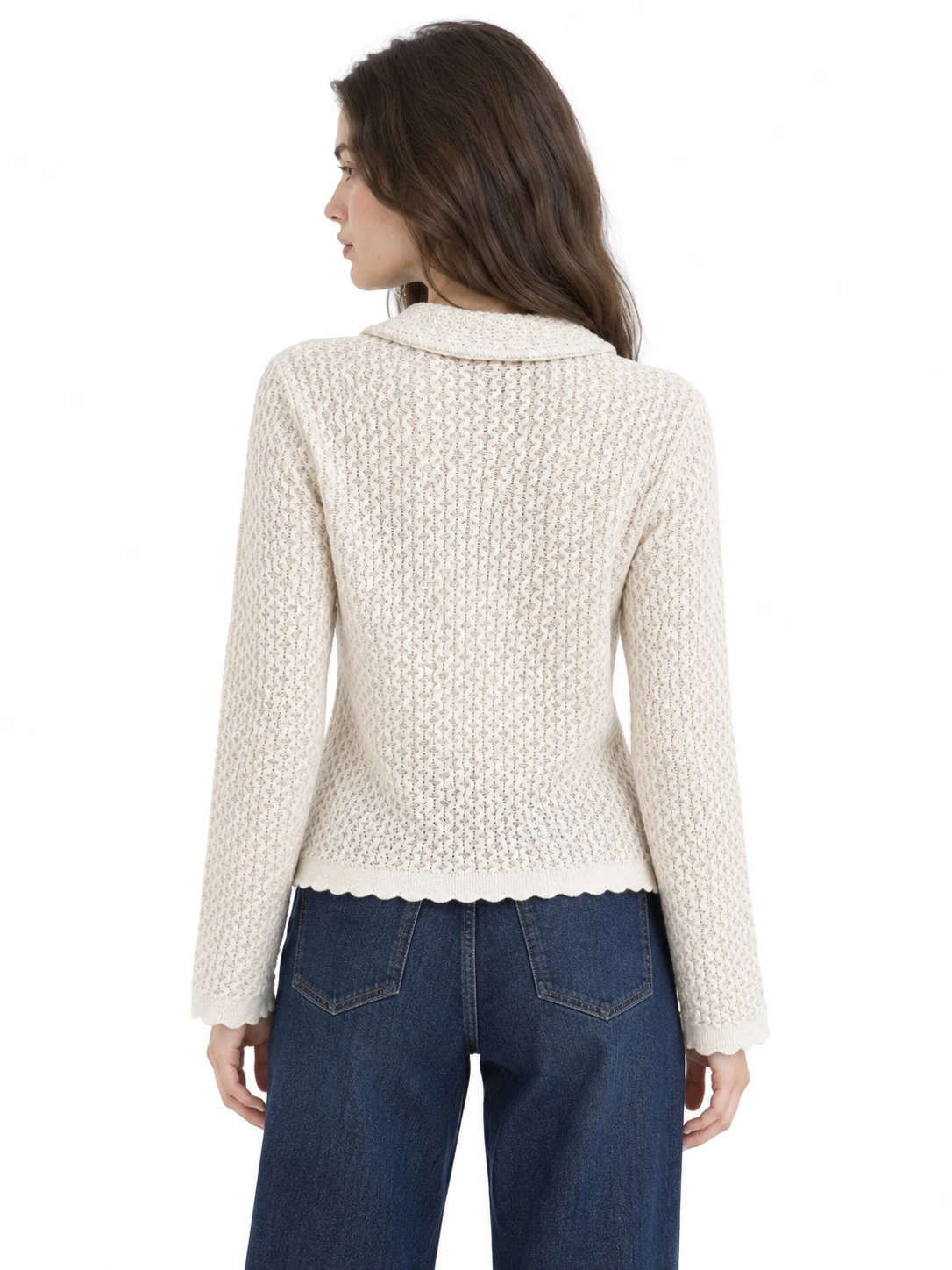 Textured Cotton Knit Cardigan - model view 3
