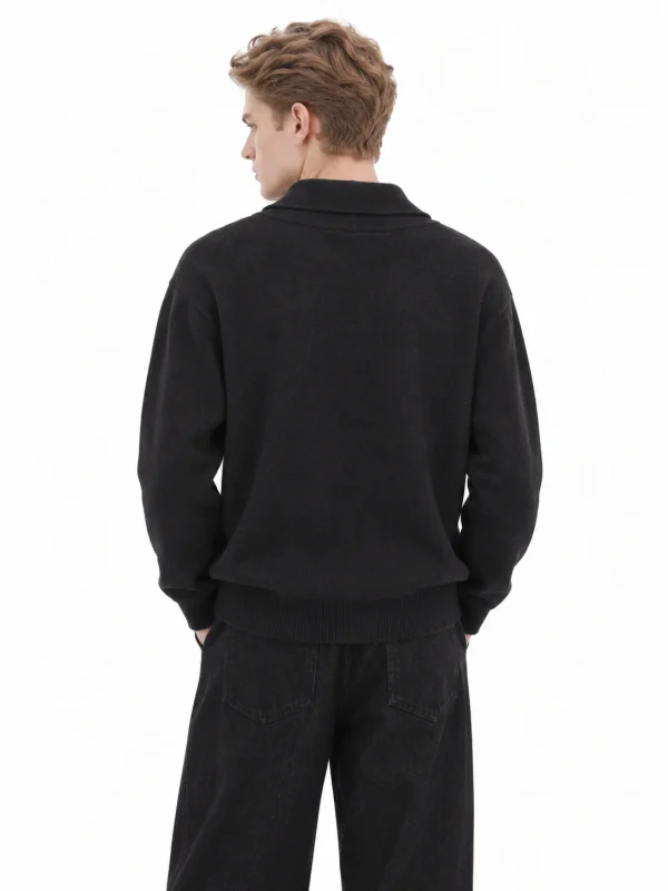 Pure Wool Shawl-Collar Pullover - model view 3
