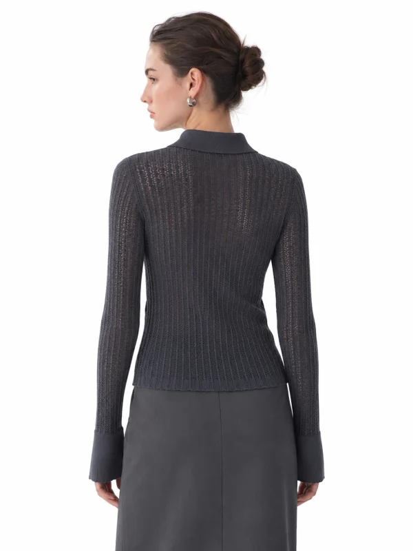 Wool Blend Openwork Cardigan - model view 3
