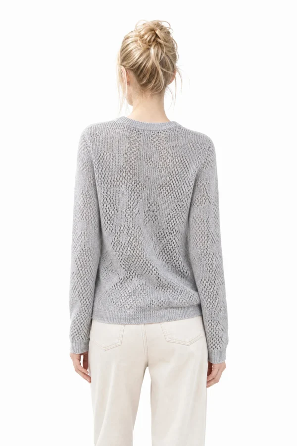 Mohair Wool Openwork Knit Sweater - model view 3