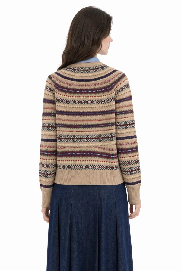 Wool-Cotton Fair Isle Cardigan - model view 3