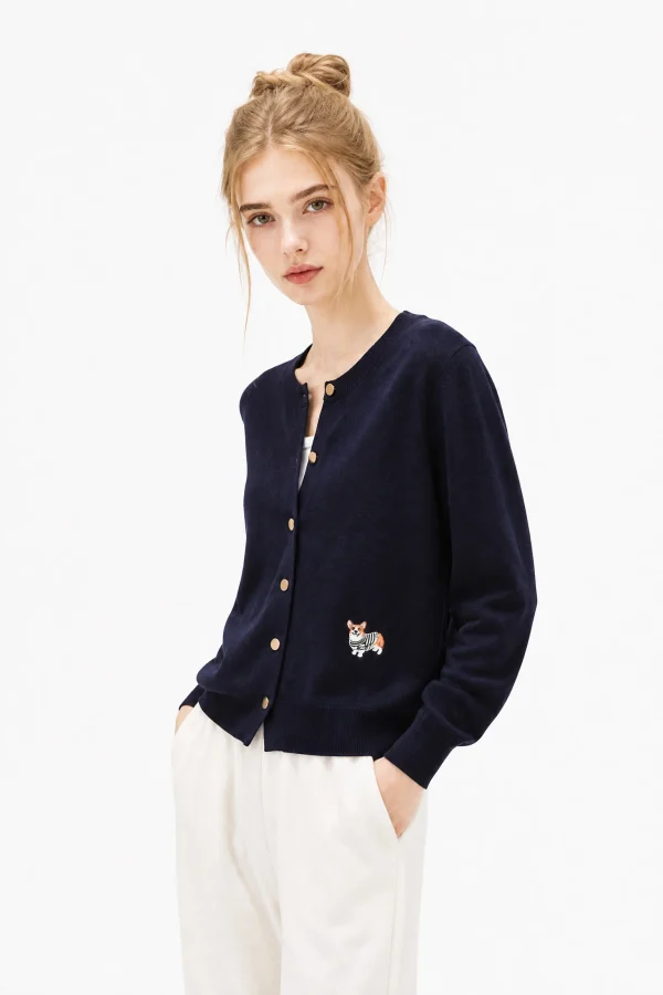 Wool-Blend Button-Front Cardigan - model view 4