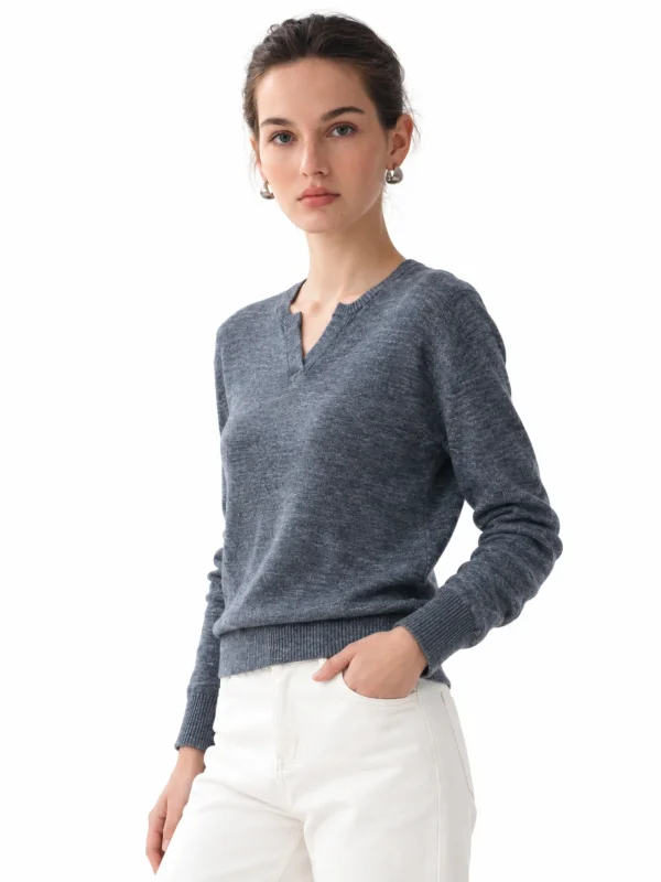 Fine Linen Rib-Knit Sweater - model view 4