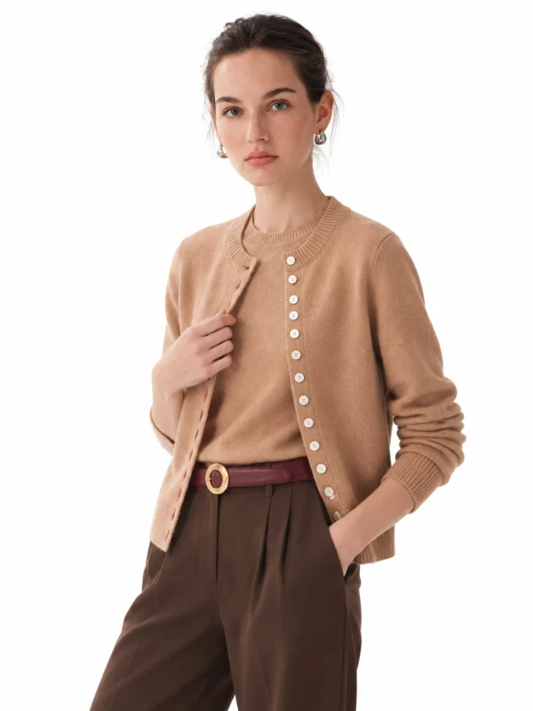 Australian Wool Button-Front Cardigan - model view 4