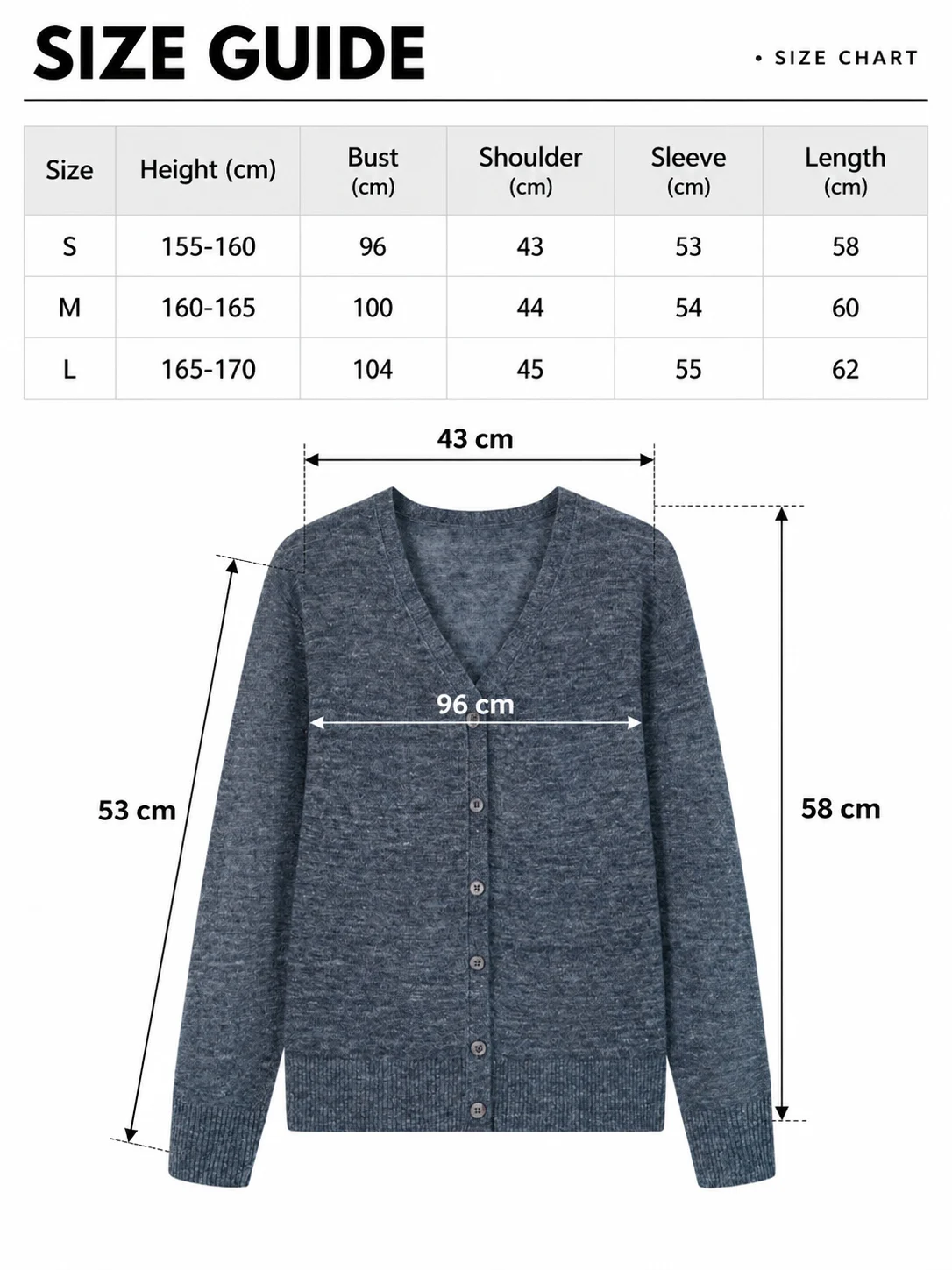 Refined Linen V-Neck Cardigan size guide