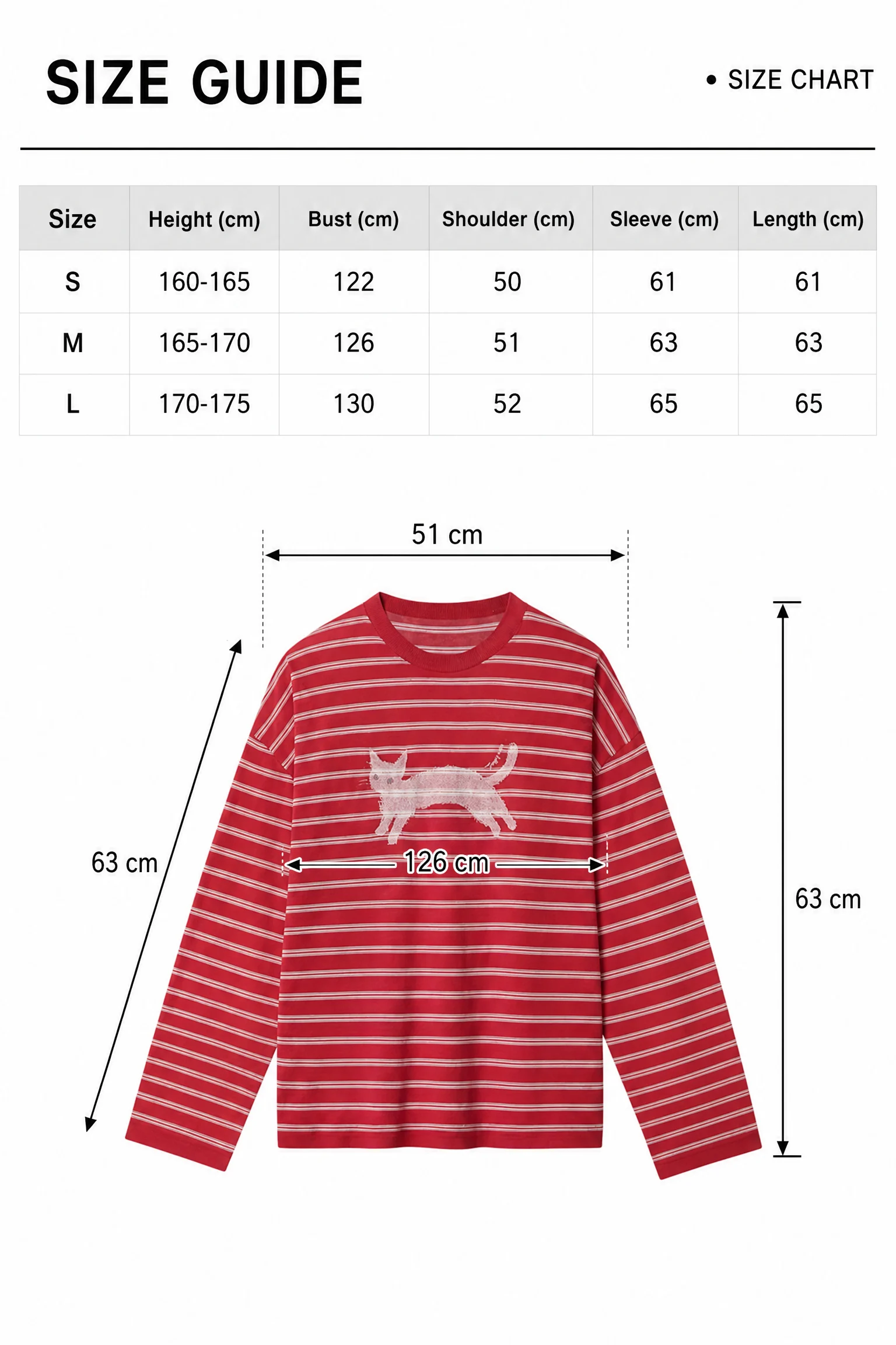 Striped Cotton-Blend Long-Sleeve Top size guide