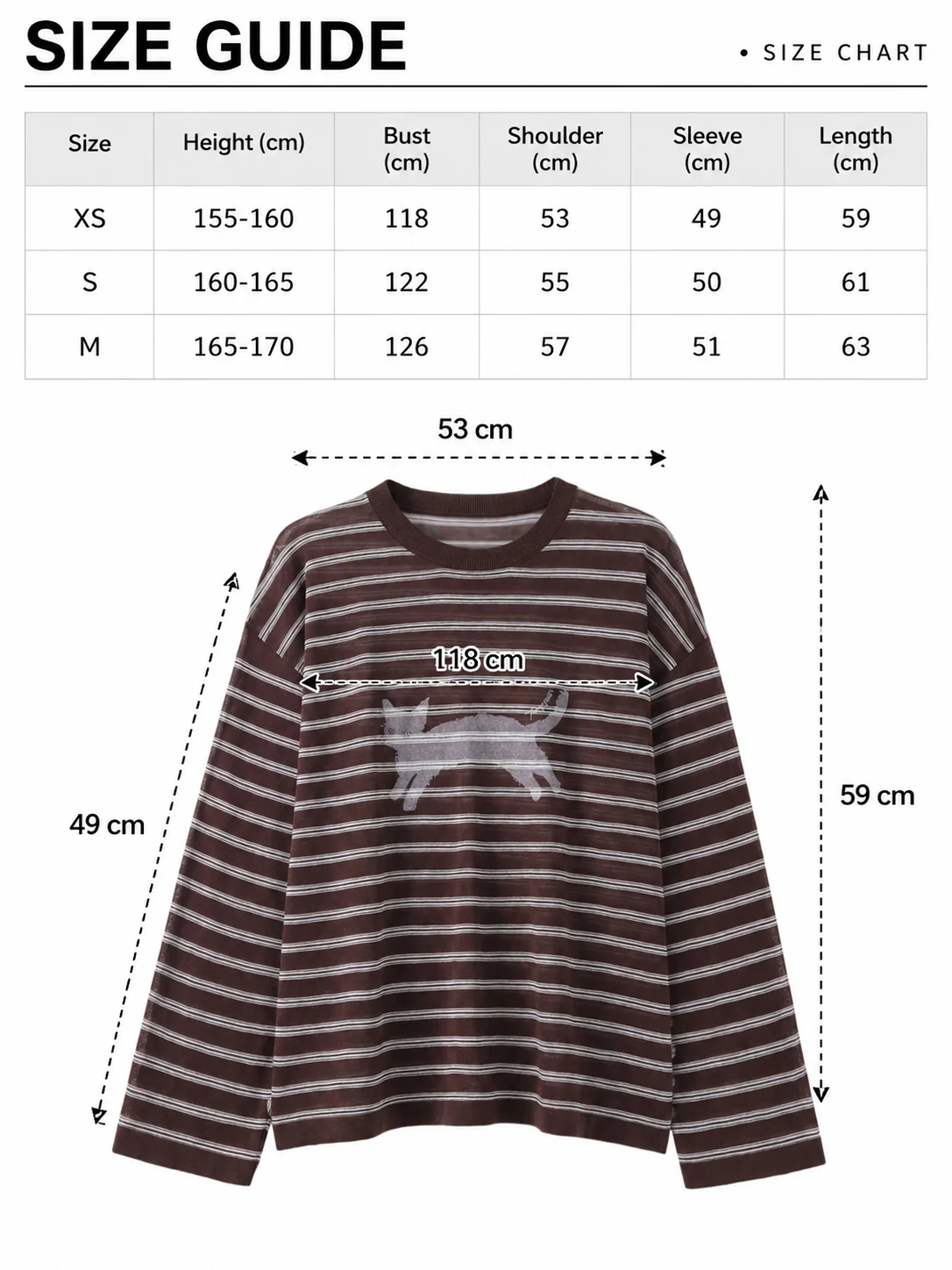 Striped Cotton-Blend Loose Knit Top size guide