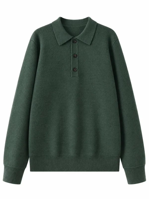 Australian Wool Knit Polo Sweater - product view