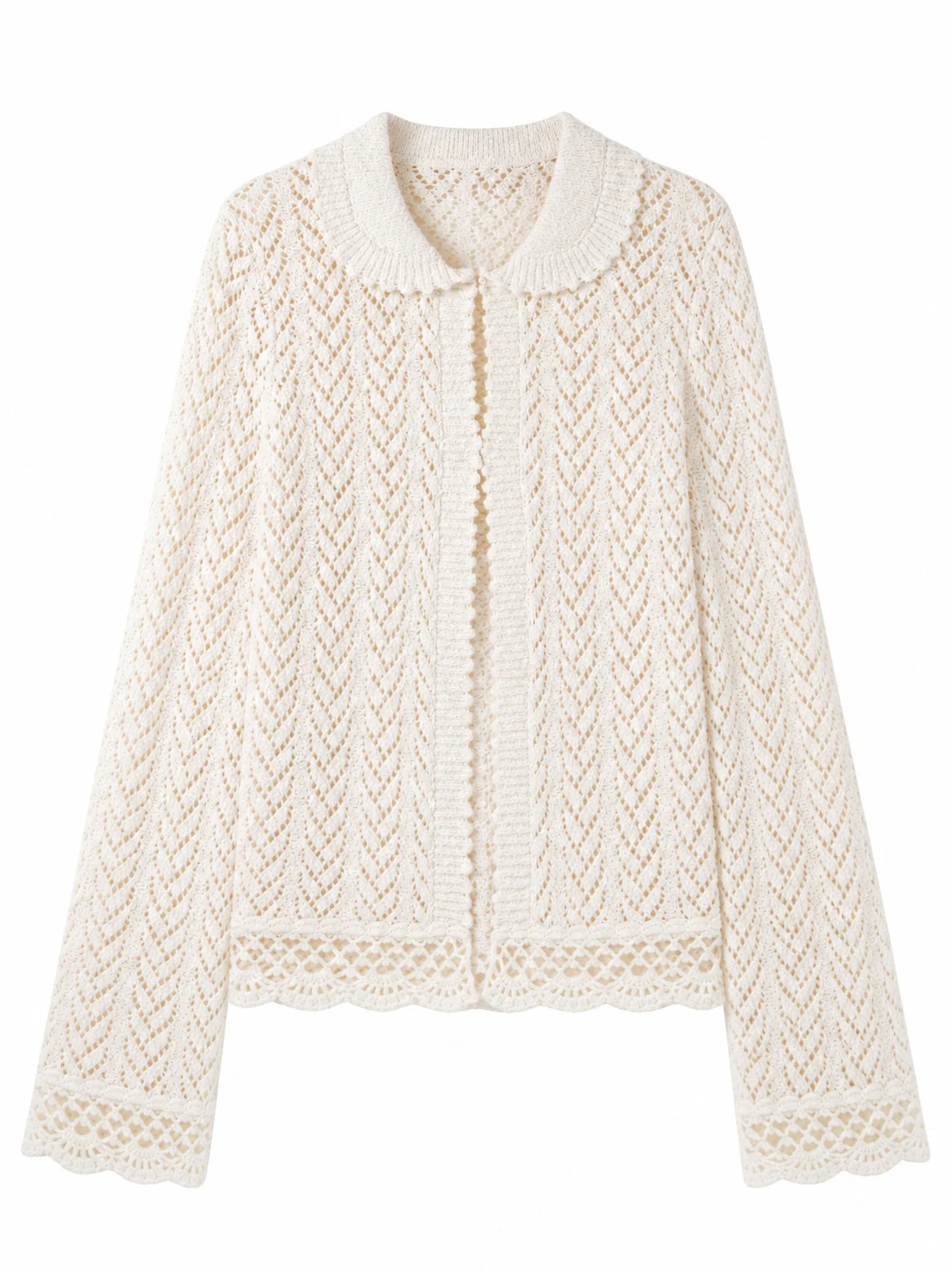 Openwork Cotton-Blend Knit Cardigan - product view