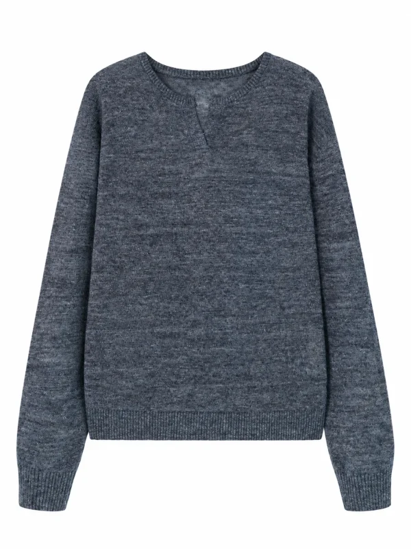 Fine Linen Rib-Knit Sweater - product view