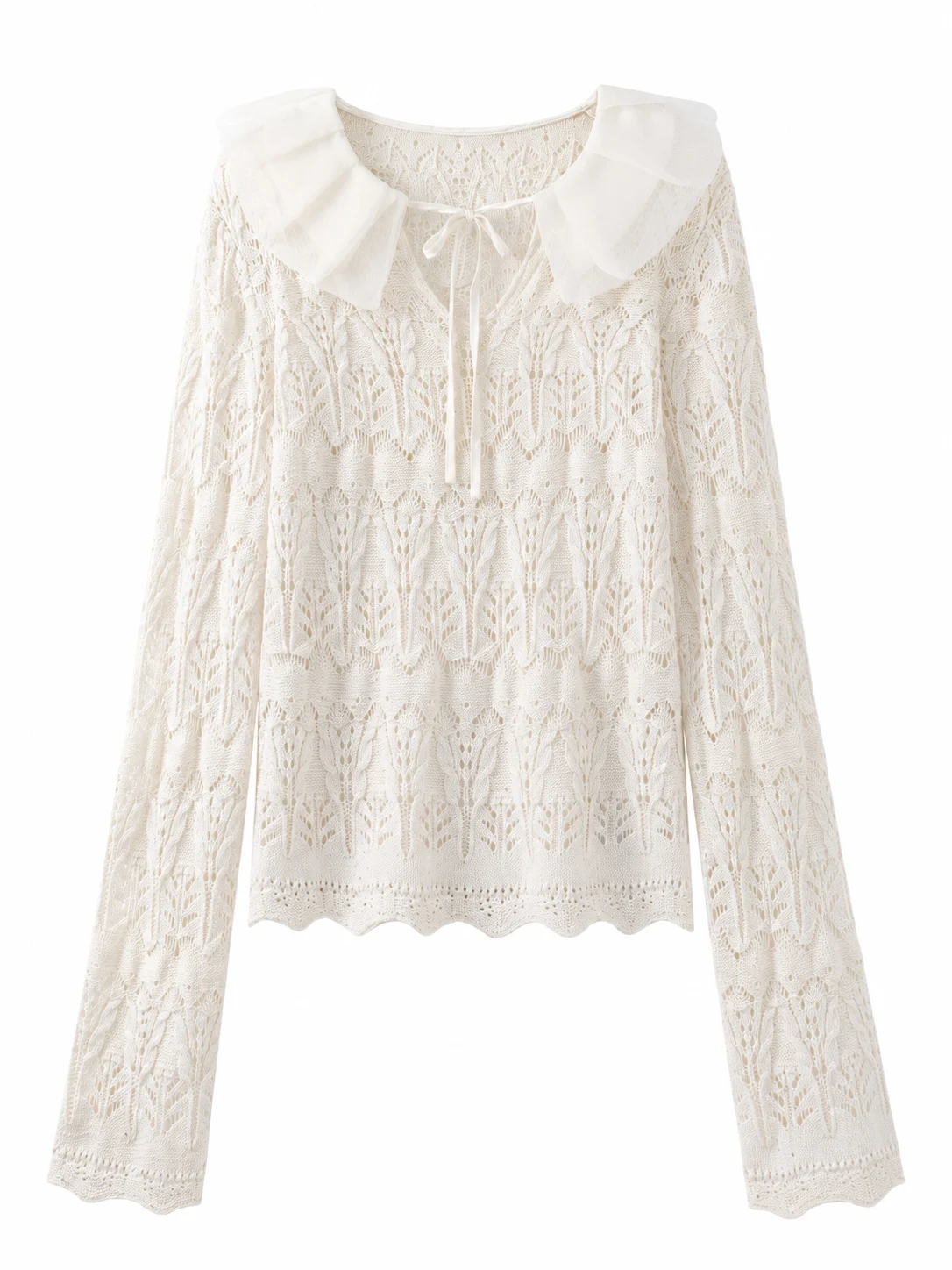 Fine-Gauge Openwork Knit Top - product view