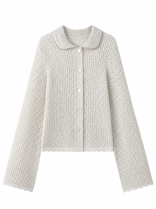 Textured Cotton Knit Cardigan - product view