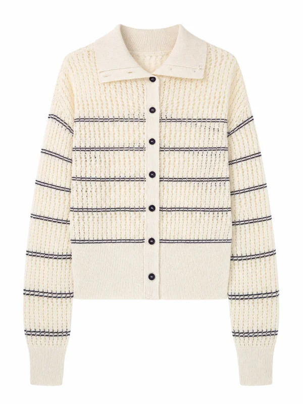Openwork Striped Knit Cardigan - product view