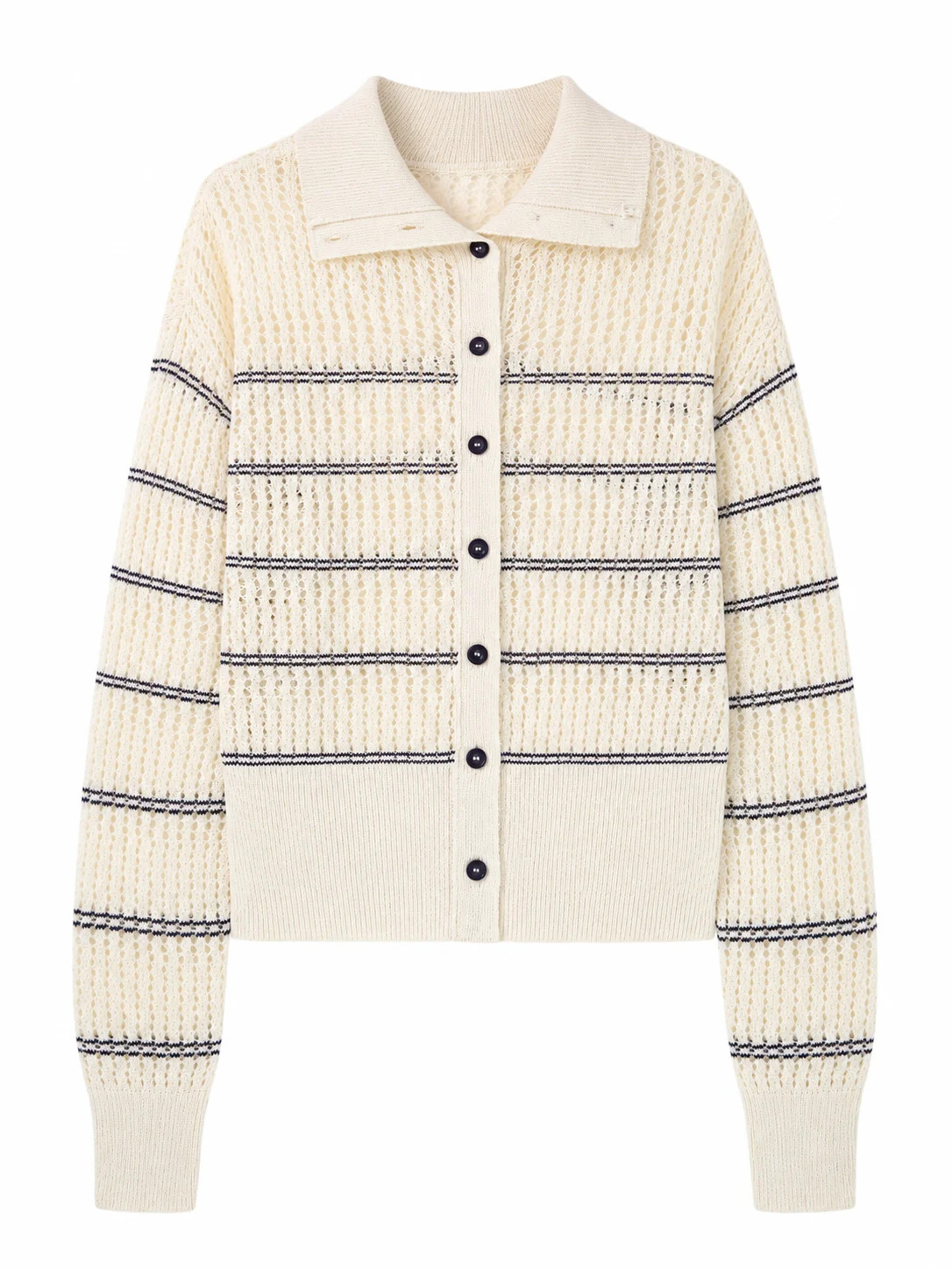 Openwork Striped Knit Cardigan - product view