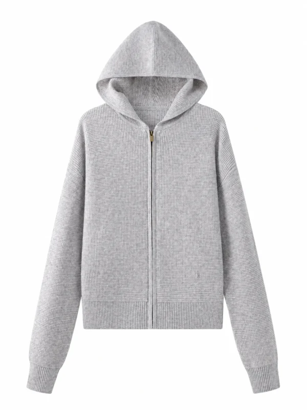 Textured Knit Hooded Cardigan - product view