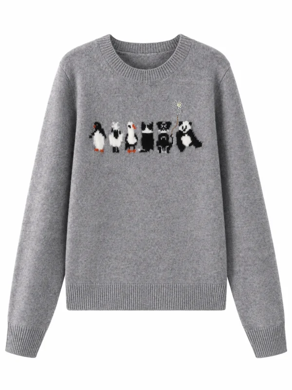 Australian Wool Penguin Motif Sweater - product view
