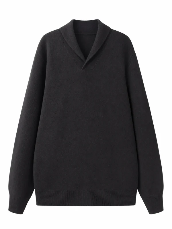 Pure Wool Shawl-Collar Pullover - product view