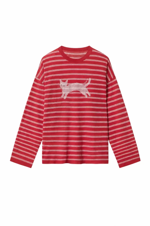 Striped Cotton-Blend Long-Sleeve Top - product view