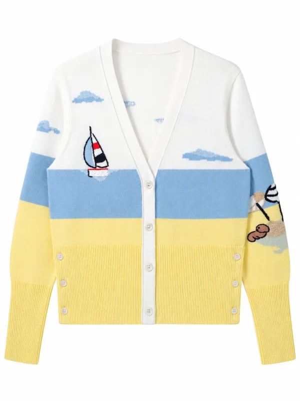 Combed Cotton Nautical Cardigan - product view