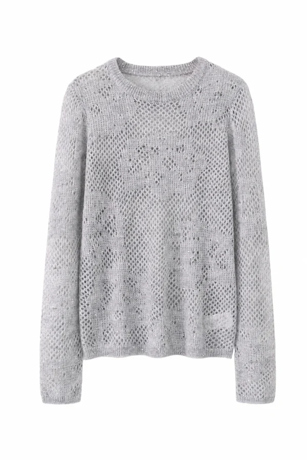 Mohair Wool Openwork Knit Sweater - product view