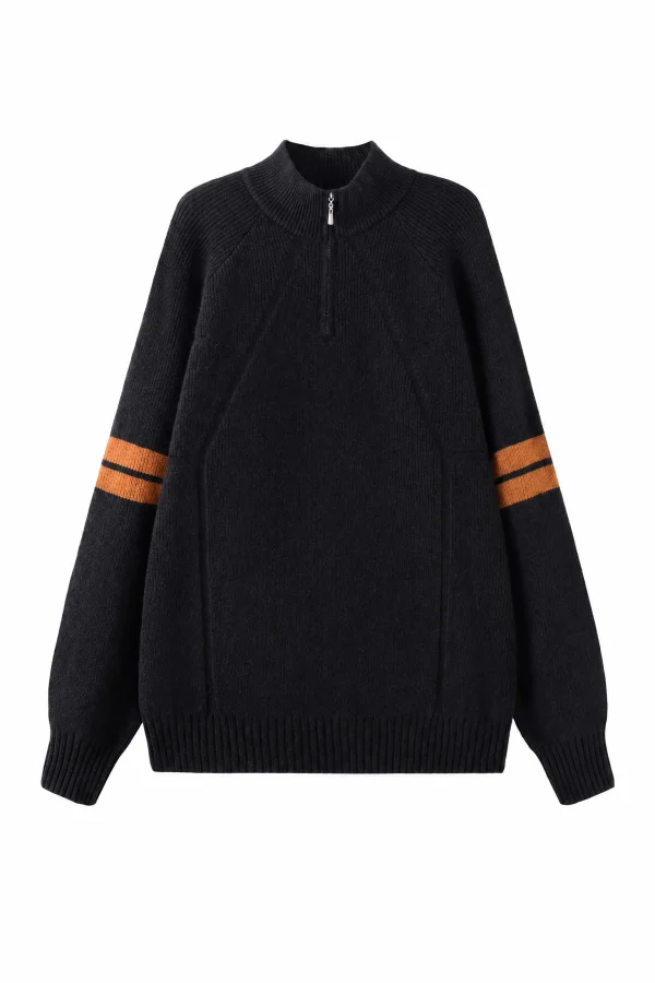 Pure Wool Half-Zip Ribbed Sweater - product view