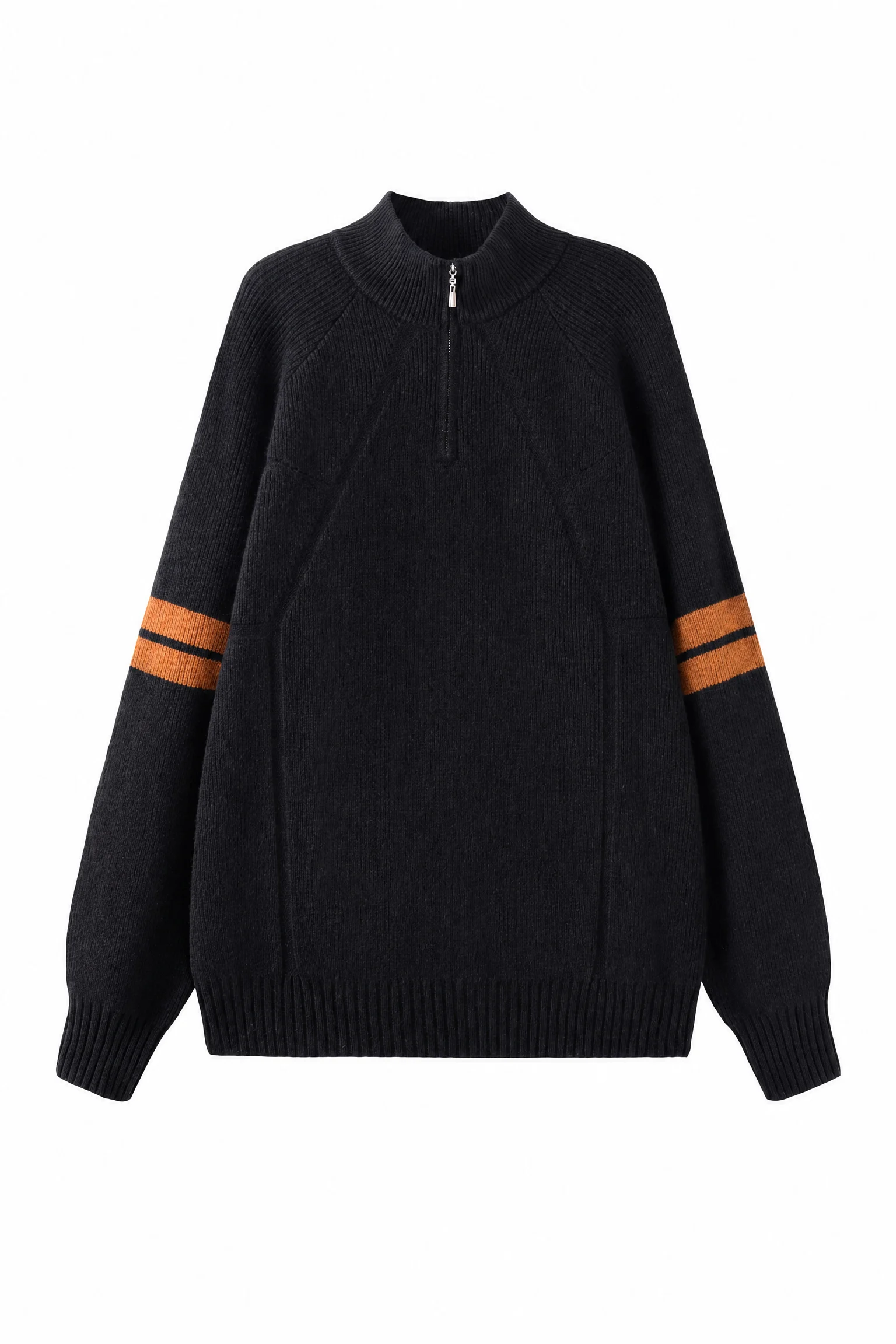 Pure Wool Half-Zip Ribbed Sweater - product view