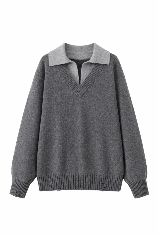 Refined Wool Polo Knit Sweater - product view