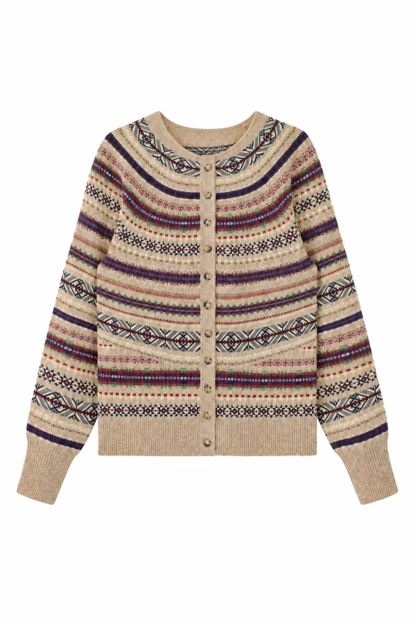 Wool-Cotton Fair Isle Cardigan - product view