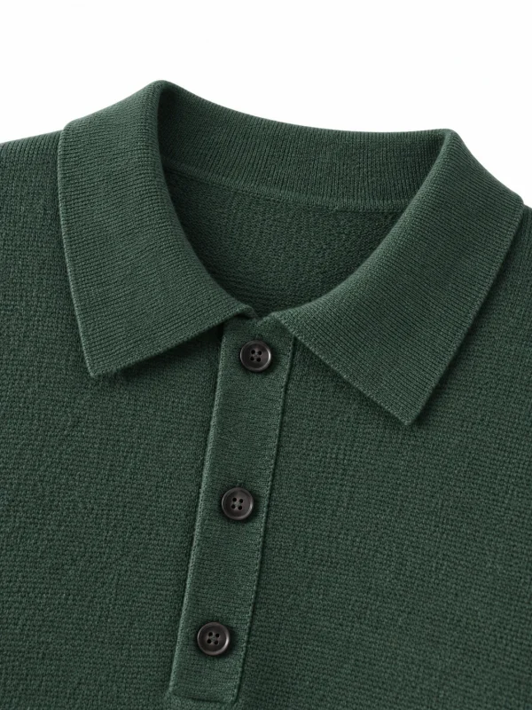 Australian Wool Knit Polo Sweater - knit detail