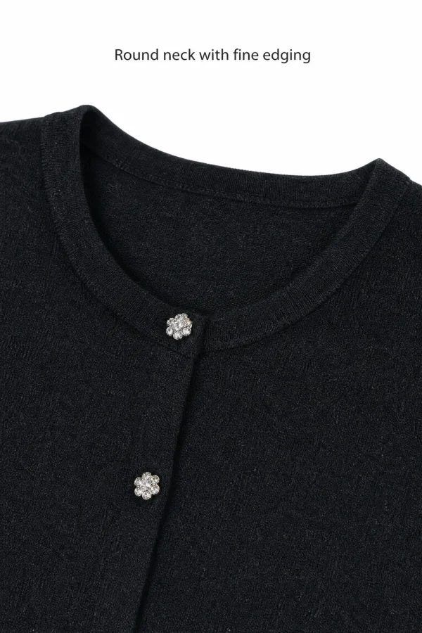 Wool-Blend Lace-Trim Cardigan - knit detail