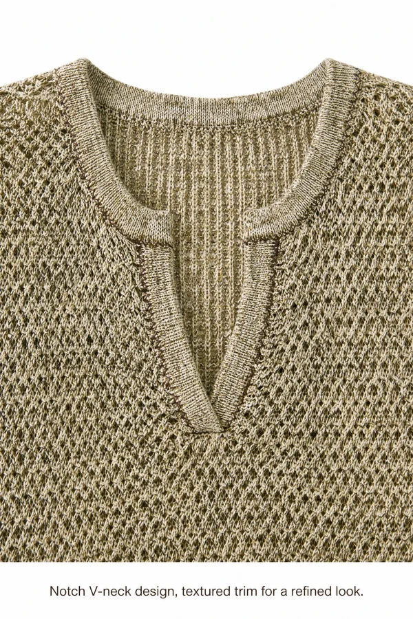 Fine-Gauge Cotton V-Neck Knit - knit detail