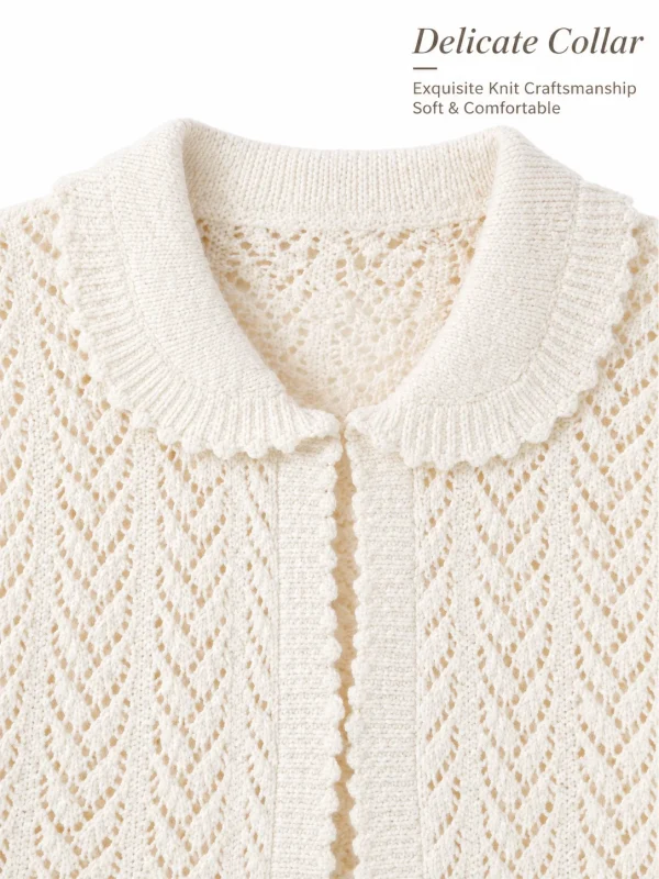 Refined Openwork Knit Cardigan - knit detail